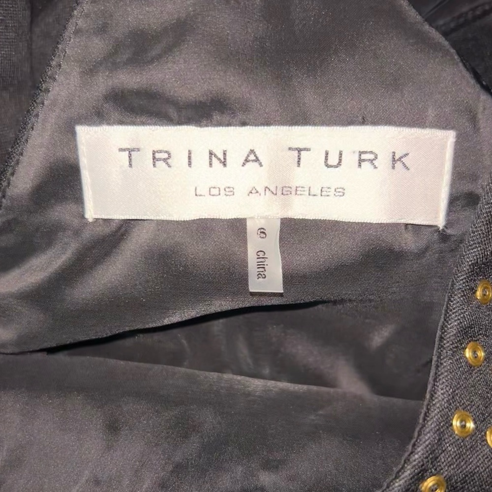 Trina Turk Little Black Dress with Gold Rivets on Collar Sleeveless size 6 - Picture 6 of 6